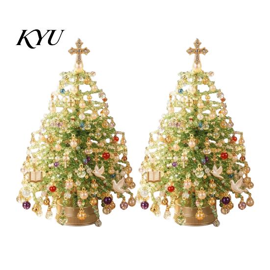 Handgefertigte Feiertagsdekoration DIY Mini-Tisch-Weihnachtsbaum-Set mit Perlen, Kristallperlen-Weihnachtsbastel-Ornament-Herstellungsset, Schreibtisch für Regal Kaminsims Dekor,
