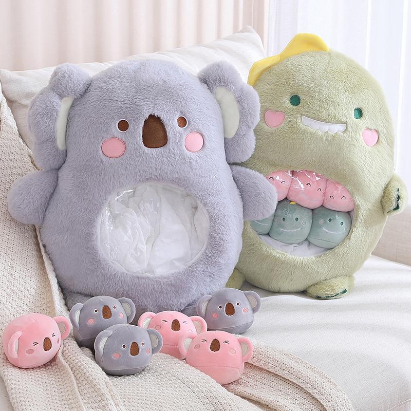 A Bag Of Koala Bear Bunny 6pcs Plush Japanese Anime Rabbit Soft Pillow Creative Dinosaur Cartoon Doll Christmas Gifts