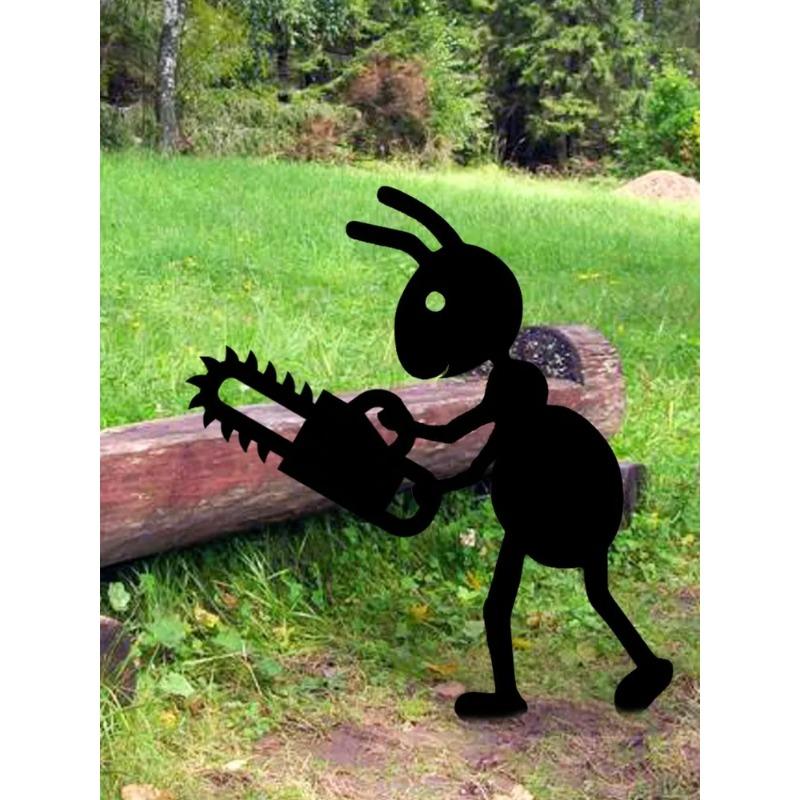 Metal Ant Garden Decor Small Lawn Ornament for Flower Pots Flowerbed Fence