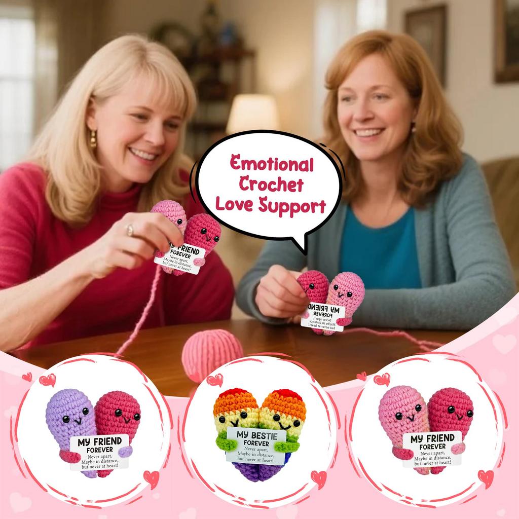 Best Friend - Knitted By Hand With Yarn Hugging Heart Shape, Spreading Positive Energy