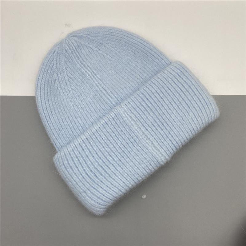 Adult Thick Warm Rabbit Fur Beanie Cap Men Women Solid Knitte Hat Solid Multi Colors Skullies Ski Hip Hop
