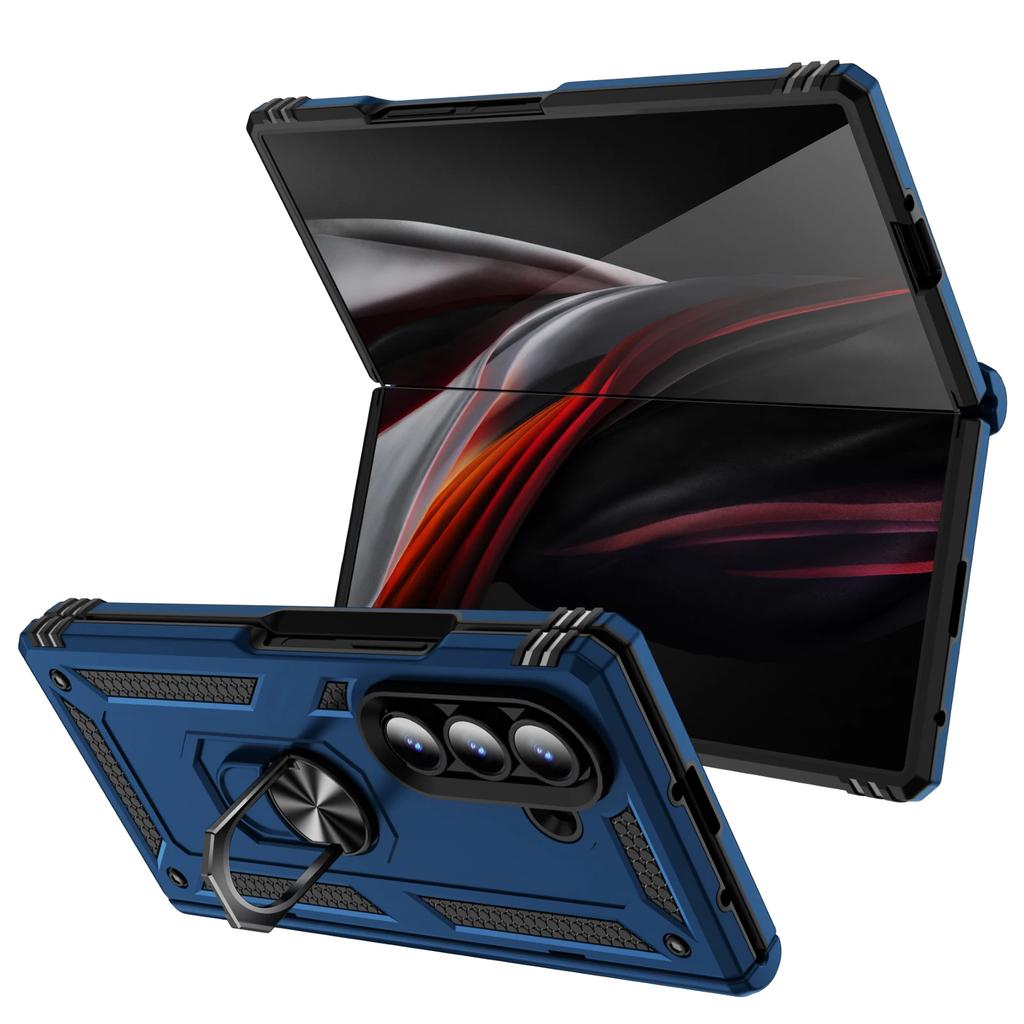 Armor Phone Case for Samsung Galaxy Z Fold 7 6 5 Fold7 Fold6 Fold5 Sockproof Ring Holder Hinge Protection Hard Plastic Cover