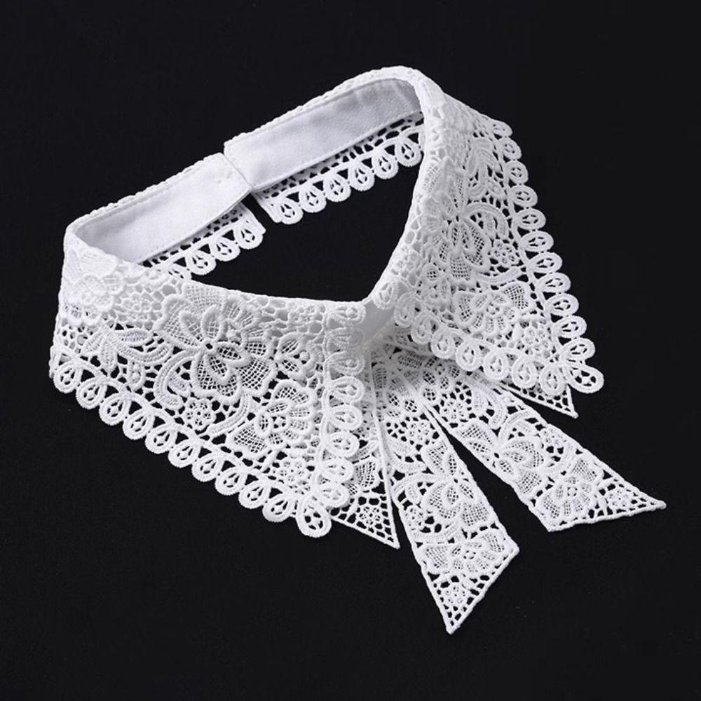 Black White False Collar Lace Floral Decoration Collar Fashion Fake Collar  Women Girls