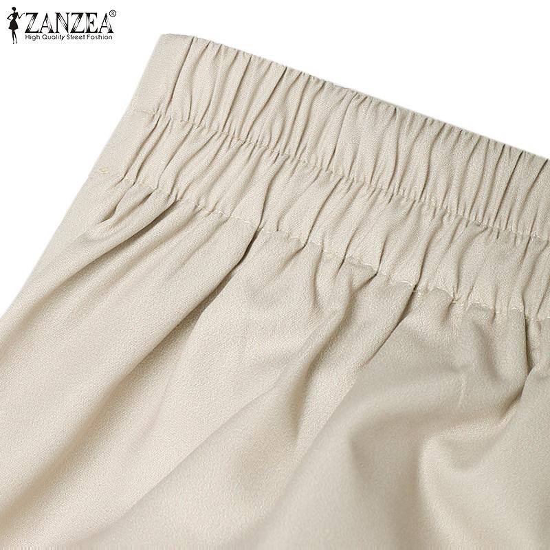 ZANZEA Women Casual Print Patchwork Loose Straight Trousers