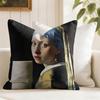 Mona Lisa Wearing Pearls Girl Cushion Cover Natural Linen Double Sided Print  Throw Pillow Case for Sofa Couch Home Decor