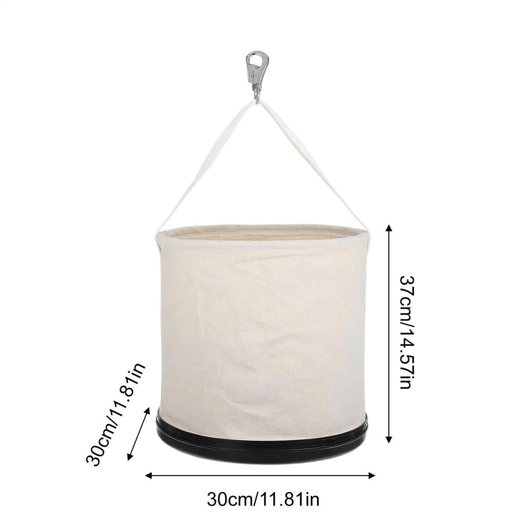 Heavy Duty Tool Canvas Bucket  With Load-bearing Hook Holder for Landscaping Construction Site Welding Building