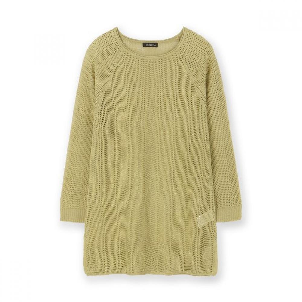 Furina ITalian Pure Linen Mesh KniT T shirT mustard/M (90)