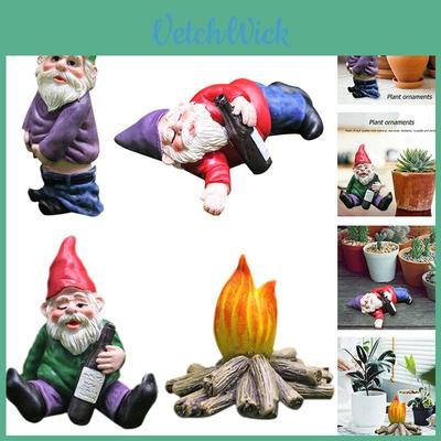 Set Of 4pcs Miniature Naughty Gnome Statues For Whimsical Garden Decor And Fun