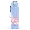 1PC Pink Eiffel Tower Bicycle 750ml Color Plastic Sports Water Bottle Leakproof Flip Straw Lid Suitable for Sports Office Home Use