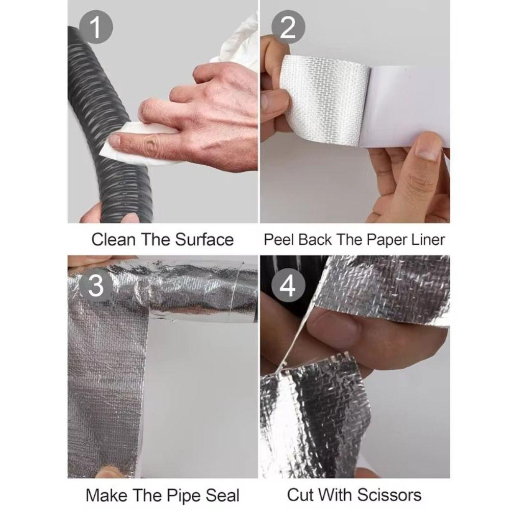 New 10M Fiberglass Aluminum Foil Tape Self-Adhesive Silver Fireproof Tape High Temperature Aluminum Foil Tape Seal Pipe
