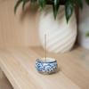 Ceramic incense holder, incense burner, for mini Buddhist altars, retro Chinese design, Ru kiln-style blue and white floral pattern