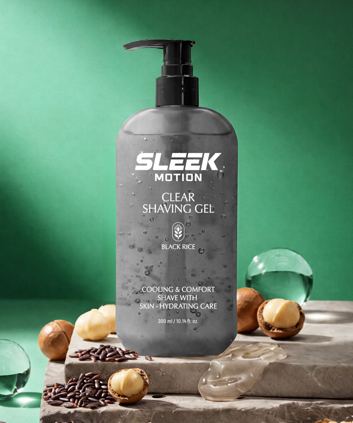 Slick Motion Clear Shaving Gel Black Rice 300mm