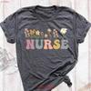Floral Nurse T Shirt Nursing School Wildflower Appreciation Student Week Registered Outfit Vintage Graphic