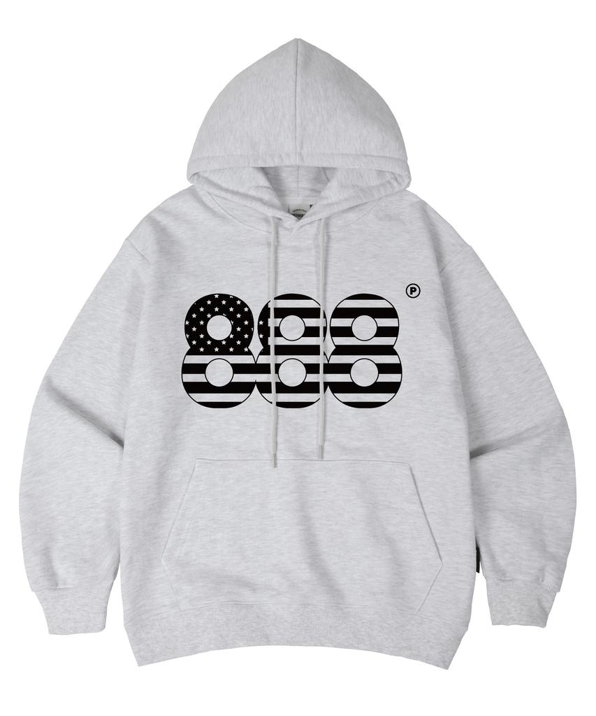 [Fleece-Lined/Non-Fleece-Lined] Black Usa Number.888 Oversized Hoodie 5 Colors (B Type)
