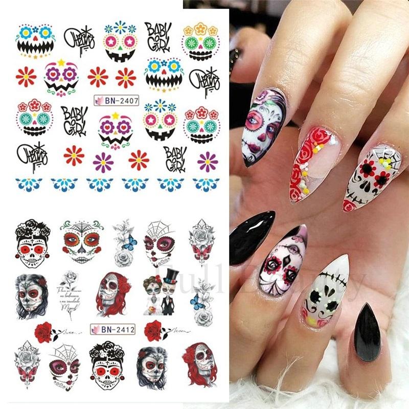 New nail art stickers ins Halloween series funny skull watermark nail stickers nail