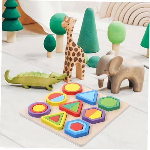 Toddmomy Wooden Geometric Shapes Puzzle for Toddlers, Educational Shape Color Learning Toy, Montessori Preschool Learning Puzzle for Boys Girls