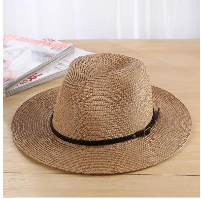 Classic New Women Men Summer Toquilla Straw Sun Hat For Elegant Lady Wide Brim Homburg Fedora Sunbonnet Beach Sunhat Panama Cap