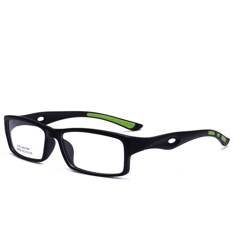 TR90 Sports Comfort Glasses: Square Frame, Narrow Rim, Anti-slip Silicone Temple Tips, Optical Glasses 18166.