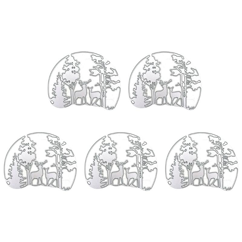 5 Pcs Christmas Tree Cutting Dies Embossings Stencils Christmas Metal Die Cuts for DIY Scrapbooking Card Decoration