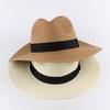 Straw Hat High-Density Natural Straw Fabric Lightweight Breathable Sun Protection Wide Brim Flat Top Summer Hat