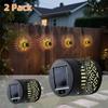 2pcs Solar Wall Lights, IP65 Metal Outdoor Wall Theme Fence Lights, Garden Backyard Decoration Outdoor Decor Front Door Lantern