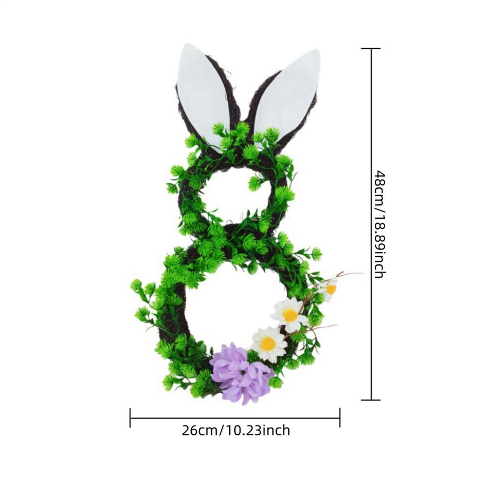 Пасхальный венок из искусственного ротанга с кроликом и цветами для входной двери, пасхальное яйцо, ручная работа, цветочный венок, украшение, весенние венки, декор стен