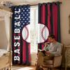 2pcs Baseball Print Perforated Blackout Curtains Multiple Sizes Living Room and Bedroom Insulation Decoration Easy Installation