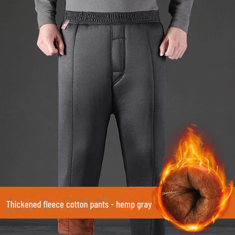 

Мужские утолщенные зимние брюки из верблюжьей шерсти: Теплые брюки на бархатной подкладке для людей среднего и пожилого возраста. 2XL [110~130 lbs]