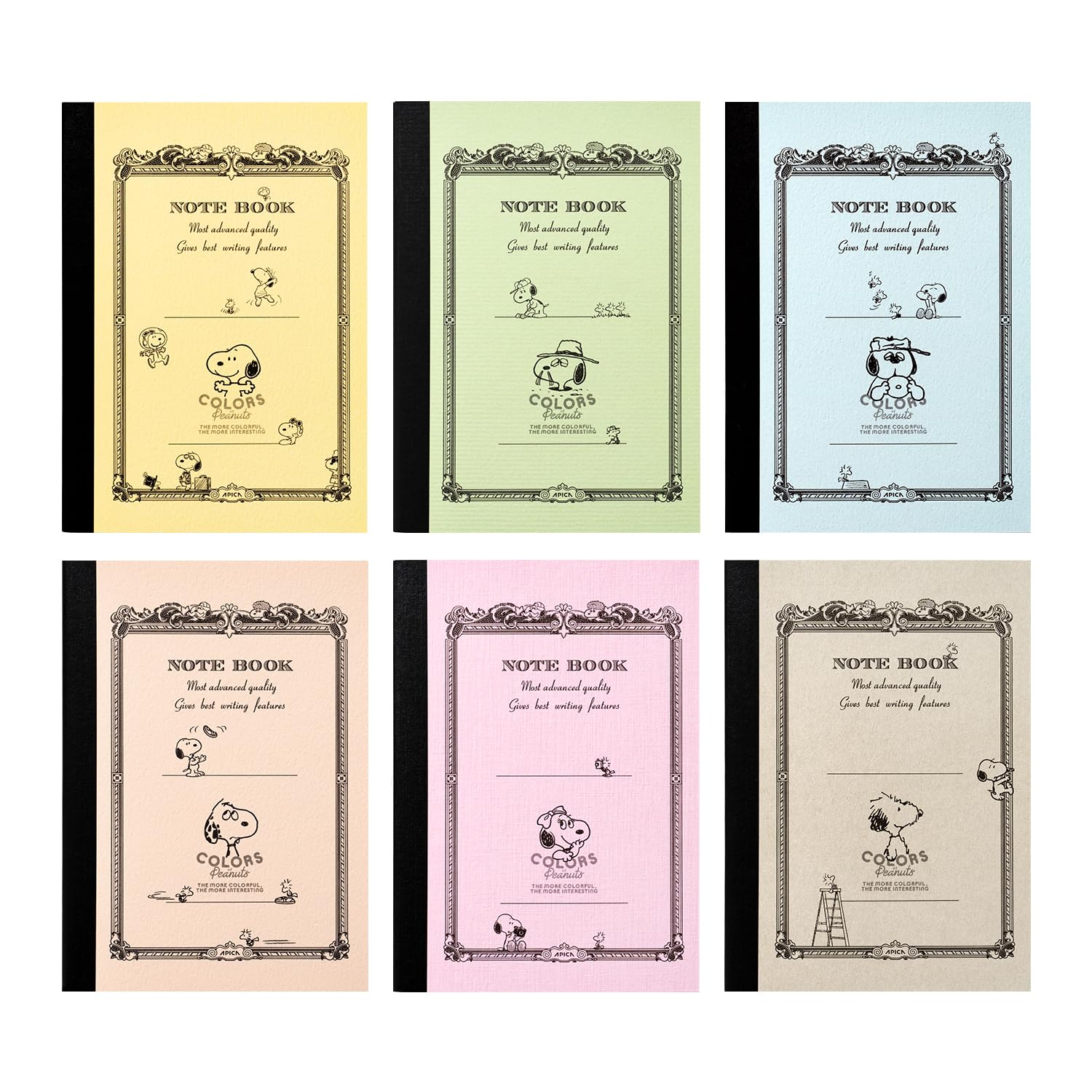 Блокнот Apica CD Notebook PEANUTS COP Snoopy A6 Ассорти CDP10X6T Упаковка из 6 штук