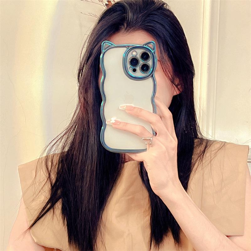 Premium Electroplated Cat Ear Anti-Drop Phone Case for iPhone 17 Pro Max, Compatible with iPhone 14-16