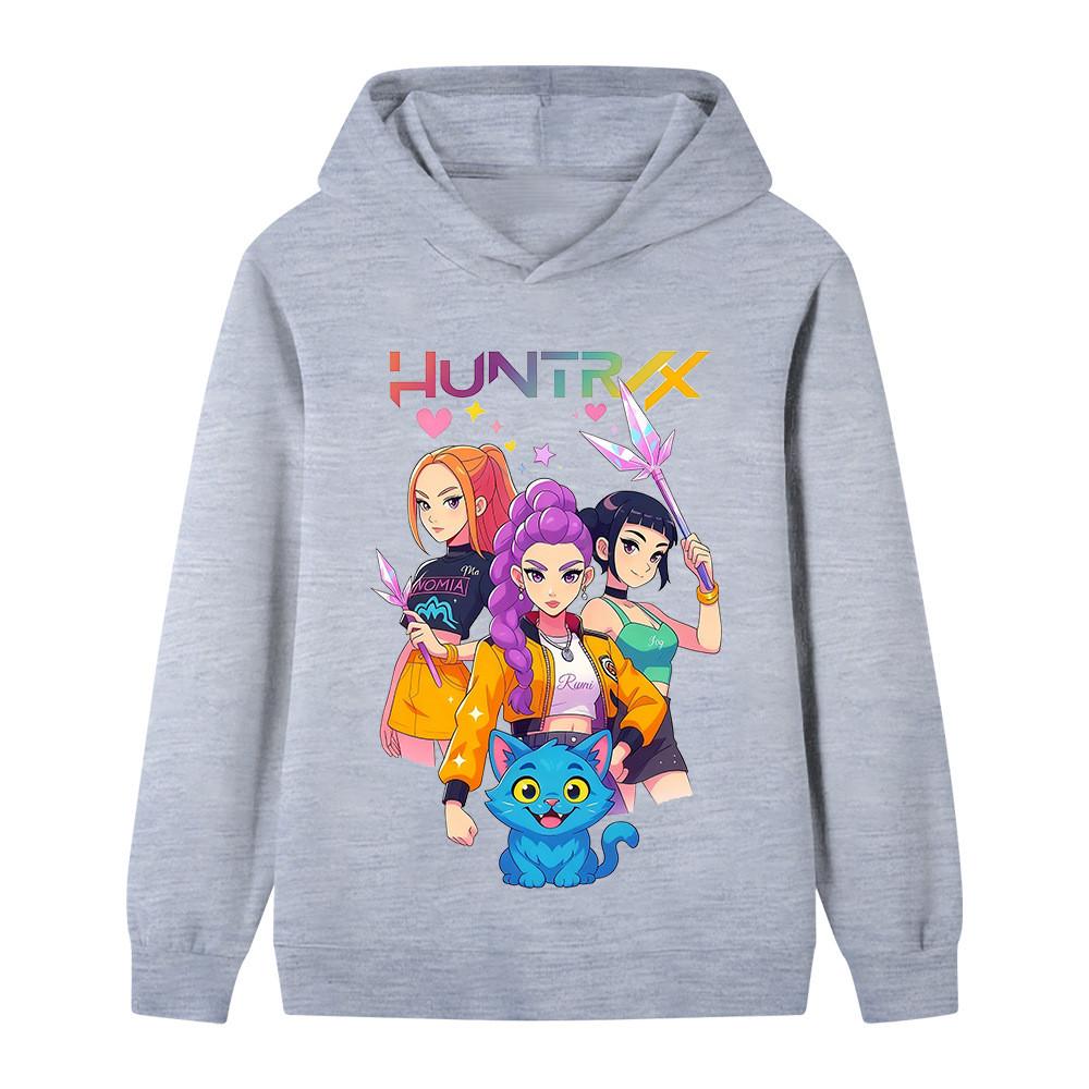 B1233 Kids Boys Girls Kpop Rumi Zoey Mira Print Long Sleeves Hoodie