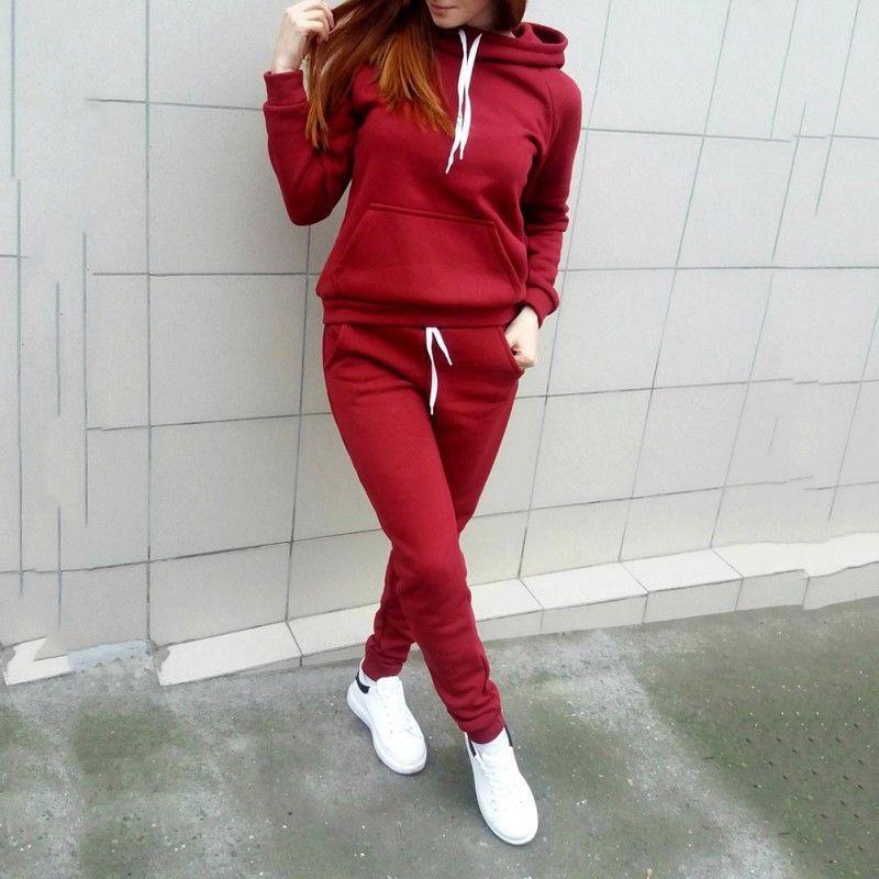 Elegant Women's Fashion Tracksuit Ensemble Luxury Hoodies Sweatshirt And Pant Set
