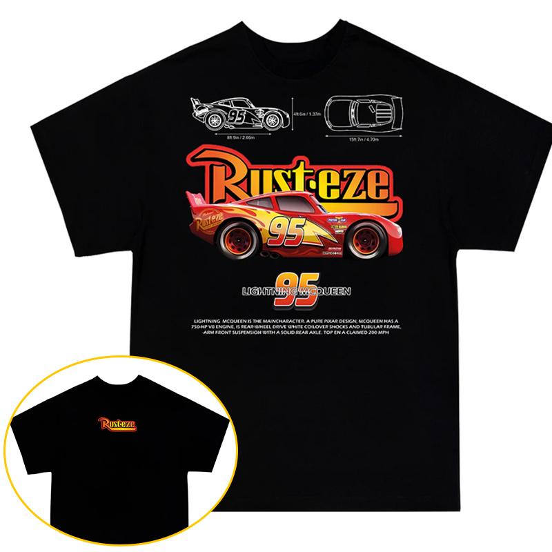 

Fun Lightning Mcqueen and Sally Cars TShirt Unisex Women Love Gift for Couple Boys Girls Cotton Fans Gift Tops Clothing 4XL