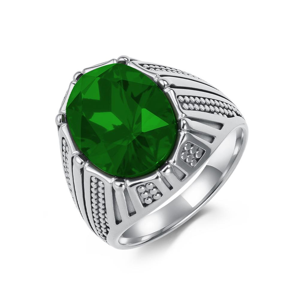 

Hot-Selling Men s Stainless Steel & Glass Gem Signet Ring Size 12