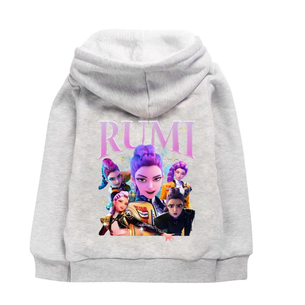 4805 Kinder Mädchen Kpop Zoey Mira Rumi Rumi Mantel Langärmlig Samt Warm Winterjacke