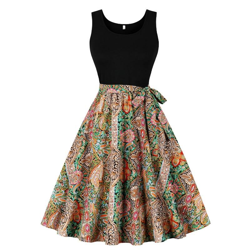 Summer New Retro Vest Collar Sleeveless Black Spelling Print Pendulum Jumpsuit