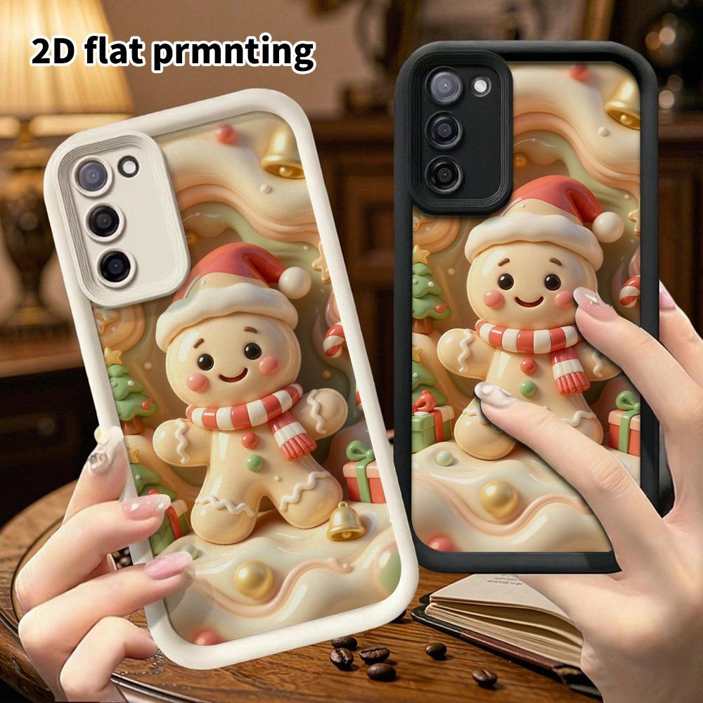 Phone Case: 2D flat design suitable for Samsung Galaxy A34 A35 M05 M06 S20 S22 S21 FE Plus 5G protective case, Christmas gingerbread man, perfect holi