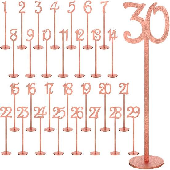 30 Pcs Table Numbers Wedding 1-30 Table Numbers Wood Table Numbers for Wedding Reception Stands Seat Numbers with Holder Base Table Numbers for шампанского