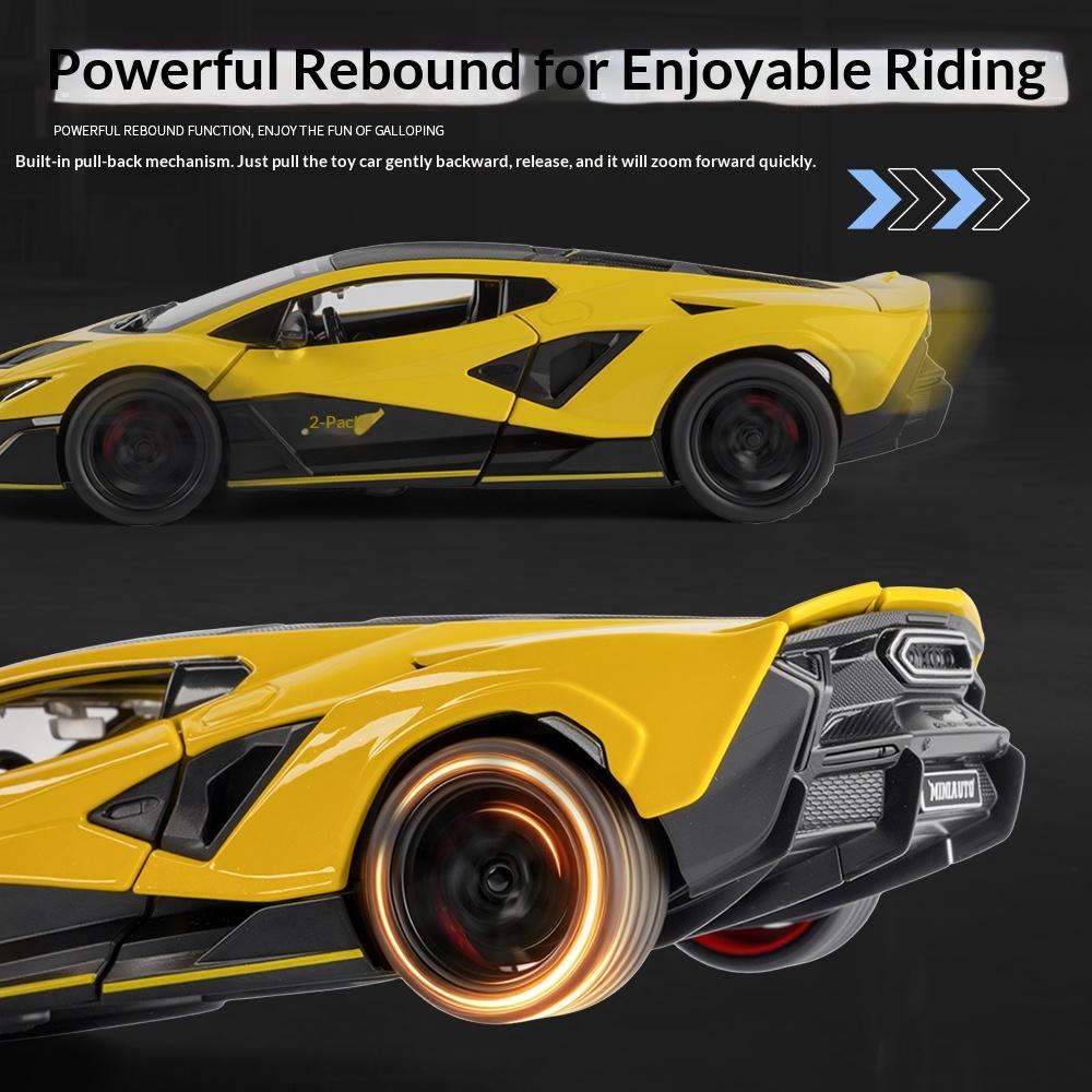 1:32 Scale Lambo Alloy Die-cast Sports Car 4-door Pull-back Sound and Light Base Car Model Children's Toy Ornaments Gift
