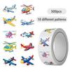 500PCS Cartoon Airplane Stickers Roll Cute Aircraft Roll Sticker Label Reward Stickers Aircraft Aesthetic Stickers Decorations