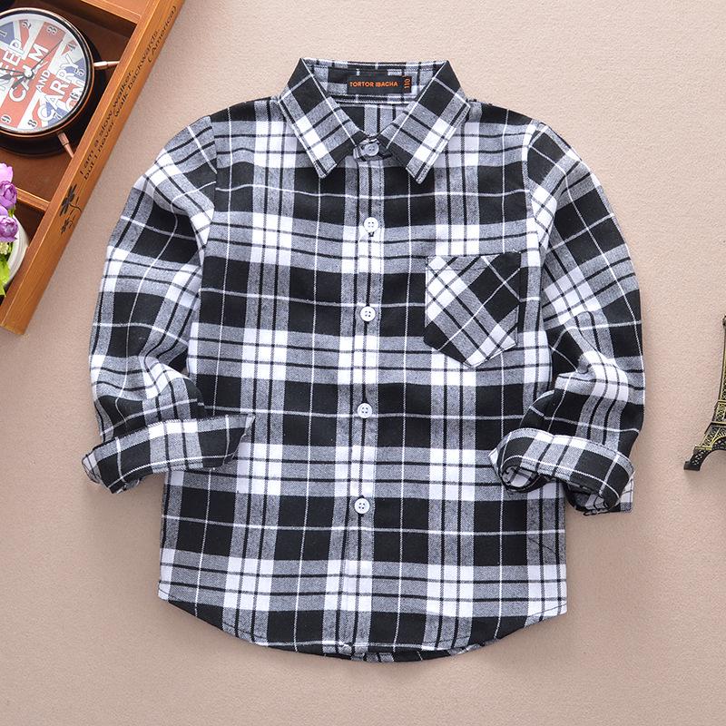 Spring 2025 Boys' Long Sleeve Plaid Korean Style Casual Shirt for Inner and Outer Wear