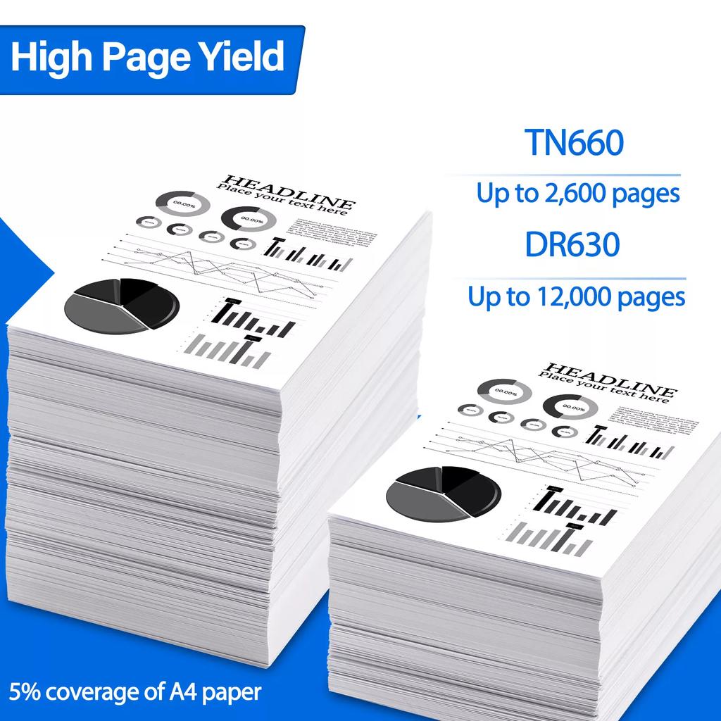 Cartucho de Toner Preto TN660 DR630 Compatível para Impressora Brother MFC-L2700DW HL-L2300D HL-L2320D HL-L2360DW MFC-L2740DW