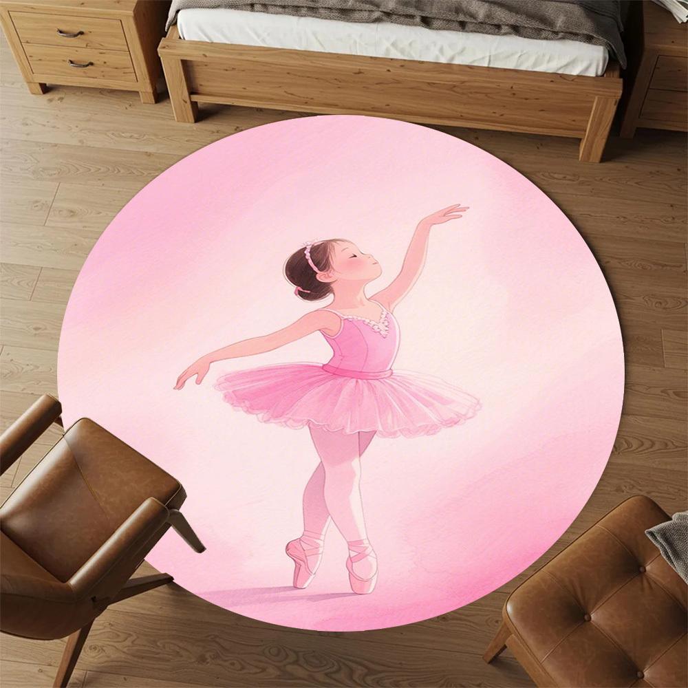 1PC Ballet Tutu Pink Round Chair mat Area Rug - Non-Slip, Floor Mat for Office, Bedroom, home decor Christmas Gift c0528116