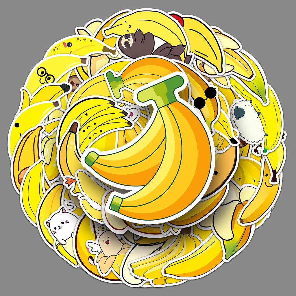 50 Banana Doodle Personality Cartoon Fruit Children's DIY Skateboard Mobile Phone Case Suitcase Sticker Waterproof