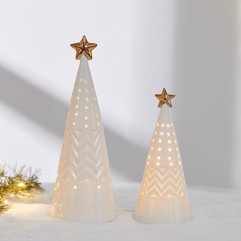 Luminous Ceramic Christmas Tree Ornament for Home Decor