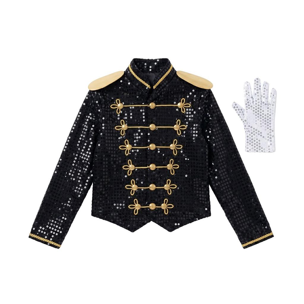 Costume da Esibizione per Bambini Giacca Stile Militare e Set Pantaloni Abbigliamento da Danza per Ragazzi Outfit per Spettacolo di Palco Tap Dance