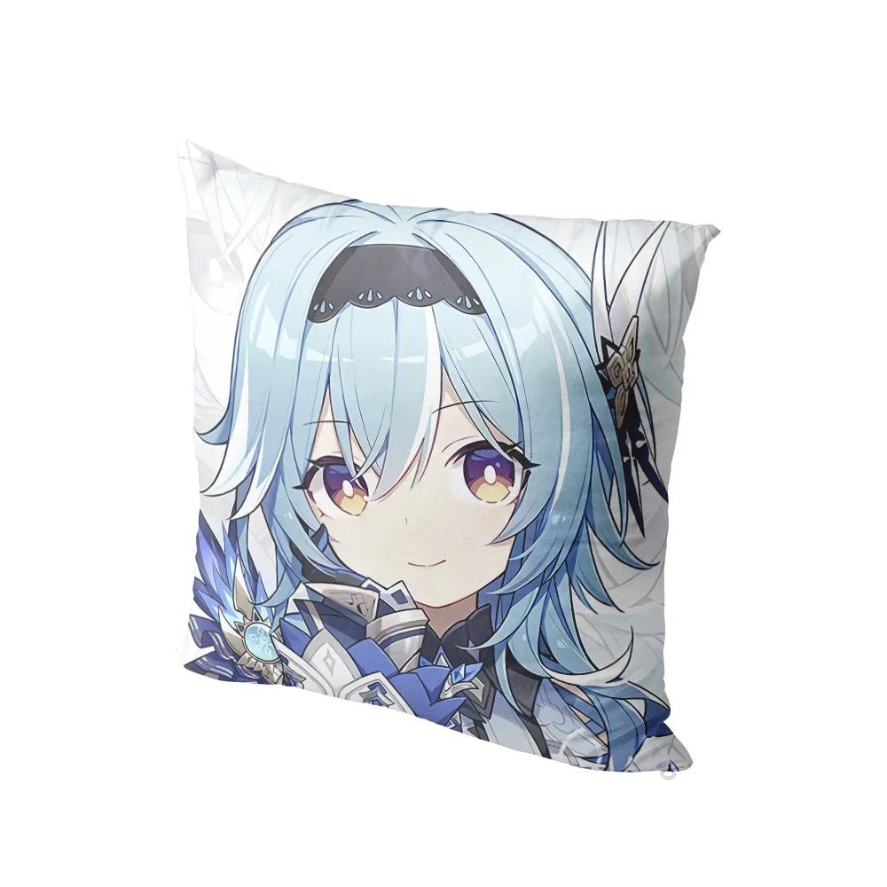 Tvådimensionella Genshin Kuddfodral Sovsal Soffa Sängkant Kuddfodral Tecknad Anime Dekor Tvåriktad Prydnadskudde