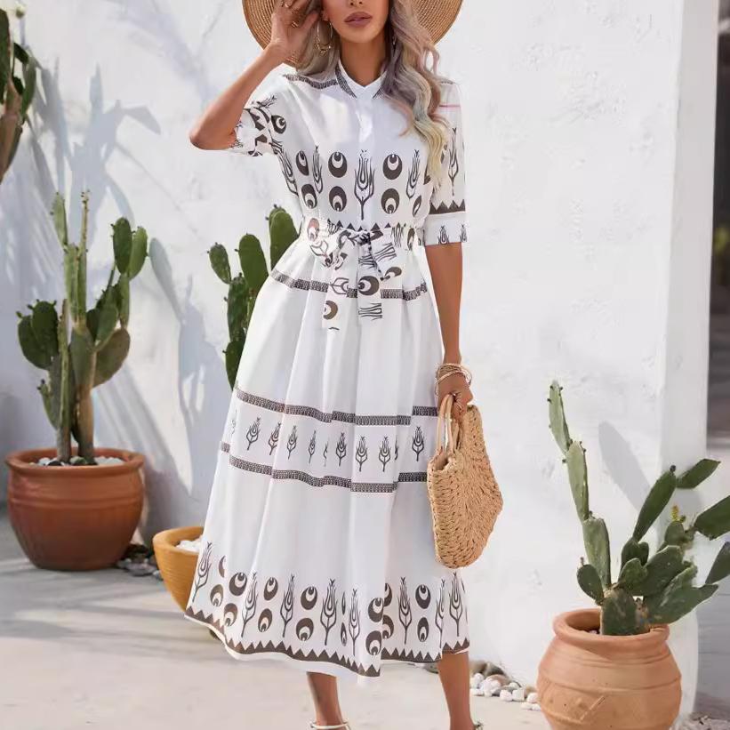 GMXIA Women's FashionSummer Spring Short Sleeve High Waist Casual Dresses