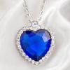 Collier Pendentif Cœur Bleu, Collier Cœur Fausse Pierre Diamant, Bijou Romantique Scintillant Cadeau pour Femme Épouse Petite Amie Accessoire de Soirée