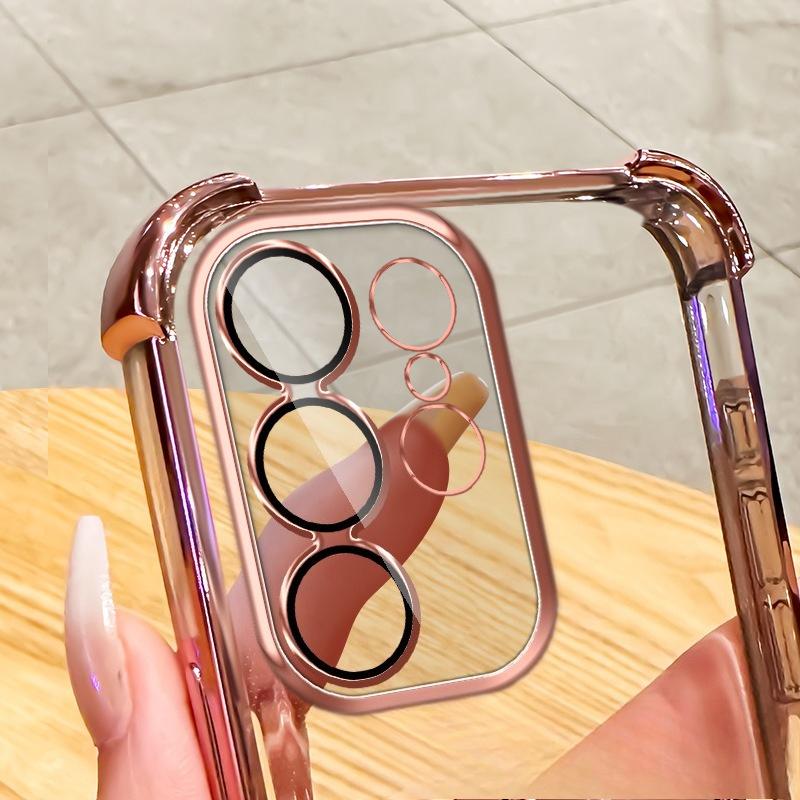 Suitable for Samsung S25 Ultra Electroplated Four Corner Airbag Mobile Phone Case S24 Makeup Mirror A17 Bracket A26 Anti Fall Cover 5